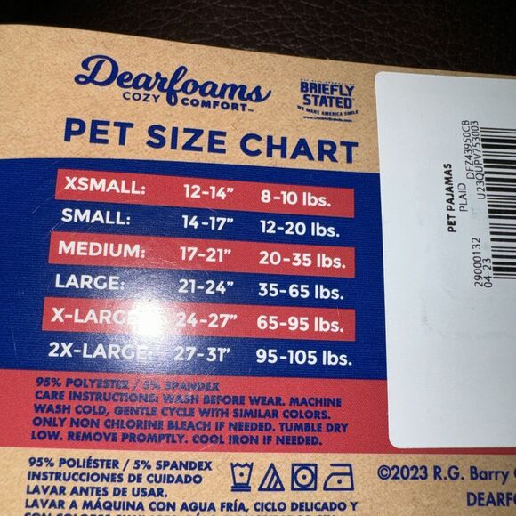 DEARFOAMS NEW PET PAJAMAS SZ M 20-35 POUNDS CHRISTMAS HOLIDAY PLAID NWT Family - Picture 5 of 7